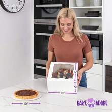 20pcs Cake Boxes, 25.4 X 25.4 X 12.5cm High Cake Boxes With Windows, White Square Bread Boxes, For Multi-Layer Cakes, Cake Decorating Supplies (10 Cake Boxes And 10 Boards) - White - View 6