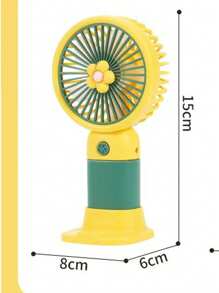 1 pezzo Ventilatore portatile mini alla moda con motivo a fragola, fiore e frutta, multifunzionale come supporto per telefono, ricaricabile USB, regalo a tema cartoni animati, accessorio essenziale per rinfrescarsi all'aperto