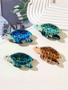 1 件/2 件/4 件女士甜美可爱仿真海龟发夹，海滩度假发爪，日常装扮，发型装饰，优雅可爱的波西米亚风配饰，爪夹