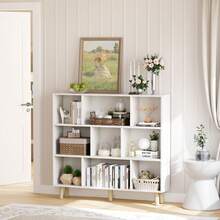 9-Cube Bookcases, 3-Tier Freestanding Bookshelf With Adjustable Shelves - 白色 - 查看 1