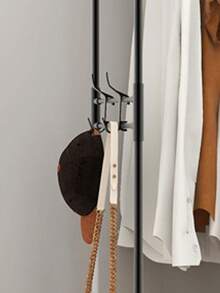 Perchero con ruedas multiusos, de pie con cesta de almacenamiento de tela, portátil, diseño resistente y elegante, fácil de ensamblar, adecuado para sala de estar, dormitorio, entrada, oficina, hogar, regalos de vacaciones, regalos de Navidad, regalos - Multicolor - Ver 4