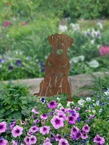 1pc Rusty Iron Metal Labrador Garden Stake - Rusty Metal Artwork - Outdoor Garden Decor