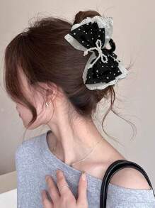 1pc Women's Cashew Bow Hair Clip, Bohemian Style, Suitable For Vacation And Various Holiday Photography, Simple, Elegant And Atmospheric, Suitable For Wearing When Playing At The Beach, Black And White Color Matching, Can Firmly Grasp Hair, An Exquisite Hair Accessory Headwear. Hair Claws Claw Clips Hair Clips Hair Jaw Clip Hair Clamps Hair Clutch Hair Catcher Clip