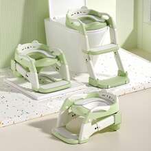 3-In-1 Potty Training Seat & Training Toilet & Potty Chair, Height Adjustable Toddler Toilet Seat For Kids Boys Girls, Foldable Potty Training Toilet With Splash Guard And Anti-Slip Steps - 綠色 - 查看 1