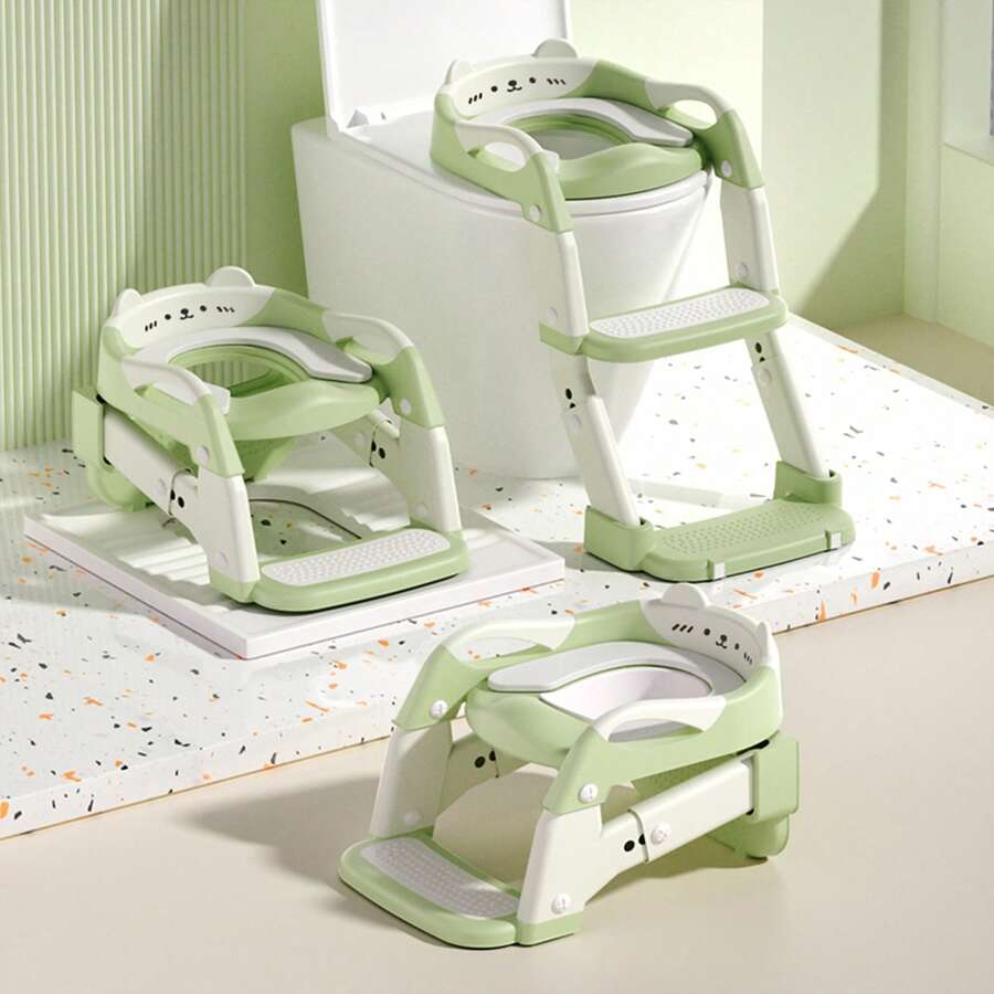 3-In-1 Potty Training Seat & Training Toilet & Potty Chair, Height Adjustable Toddler Toilet Seat For Kids Boys Girls, Foldable Potty Training Toilet With Splash Guard And Anti-Slip Steps - 綠色 - 查看 1