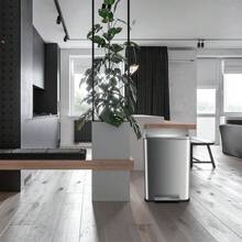 8L + 50L Kitchen Trash Can Combo Set, Set Of 2 Stainless Steel Step-On Trash Cans, Fingerprint-Proof Trash Cans With Lid For Office Bedroom Bathroom, 50 Liter And 8 Liter Capacity