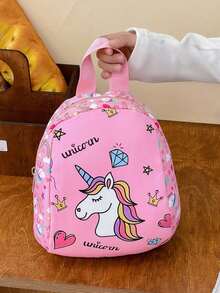 Mochila mini personalizable, regalo de vuelta al colegio, con nombre personalizado o mensaje festivo. Mochila mini con patrón de unicornio arcoíris. Se puede personalizar con tu nombre, texto, números, etc. Esta es una mochila ligera, muy adecuada para niños y niñas en la vida diaria, ir de compras, viajar, ir a la escuela. Perfecta para Navidad, Acción de Gracias - Multicolor - Ver 5