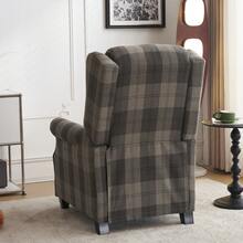 Retro Grey Recliner Chair Push Back Reclining Sofa For Living Room Bedroom, Tartan Grey - Tartan - View 3