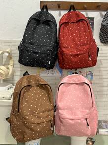 This Fashionable And Versatile Women's Shoulder Bag Features A Polka Dot Pattern Design, Suitable For Daily Use, School, And Commuting. It Provides Ample Storage Space And Has A Minimalist Aesthetic.