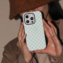 Phone case: Green and  Plaid Pattern Chic Cool Unique Two-In-One Film Case - Tough, Dual Layered Case for Superior Protection, Durable, Drop-proof - for  16, 15, 14, 13, 12, 11, Plus, Pro, Max, Perfect Birthday Gift New Year Gift for Friends - Weiss - Übersicht 2