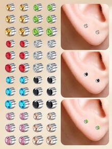 6 件装女士不锈钢假鼻环，非穿孔宝石水钻贴纸非穿孔鼻钉珠宝 4/5/6 毫米鼻环软骨耳钉耳环 - Fake Nose Stud - 查看 8