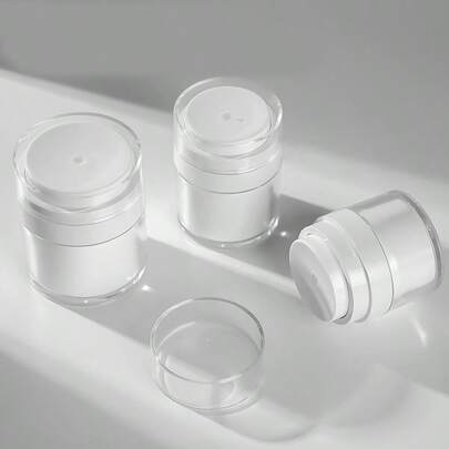 1 pieza Botella de viaje recargable con presión al vacío, Frasco de crema de viaje portátil, Dispensador de loción de cuidado de la piel de alta gama