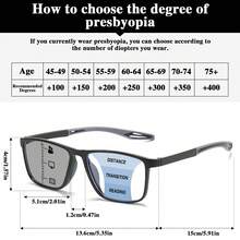 1pc Sports Photochromic Bifocal Reading Glasses, Lens With Light Sensitivity Change Function, Super Flexible TR Temples, Classic Colorblock Rectangular Frame, Simple & Comfortable Multifocal Reading Glasses - Orange - View 4