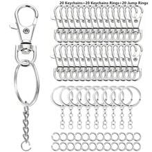 30/60pcs Christmas Keychain Swivel Clasp Hook Stainless Steel Split Key Rings And Jump Rings Bulk Keychain Lanyards, DIY Metal Keychain Making Kit, DIY Keychain Bag Pendant Craft Supplies