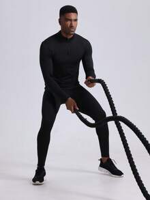 Herren Fleece Sweatshirt mit halber Reißverschluss - Stehkragen, Langarm, weich & warm für Herbst/Winter Sport & Lässig Tragen, Lässig Outdoor Tragen Lässig Stil Oberteil Dickes Fleece Daunen Plüschfutter Hochkragen Gym Outdoor Sport Jacke - Schwarz - Übersicht 8