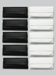 10 件黑色简约优雅便携式眼镜盒，男女适用，非常适合旅行和行李 - 黑色 - 查看 10