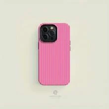 Striped Pink On Pink Tough Phone Case|  16 15 14 13 12 11 Pro Max Case
