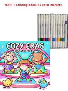 1pc Easy Coloring Book For Adults And Teens, Coloring Book Super Cute Designs Of Cozy, Hygge Spaces For Relaxation (Cozy Spaces Coloring) .Back To School A Relaxing Gift For Friends, Couples, And Family . Painting Kit [Default Without Pen] Mark Pen Set, Relaxing The Body And Mind.