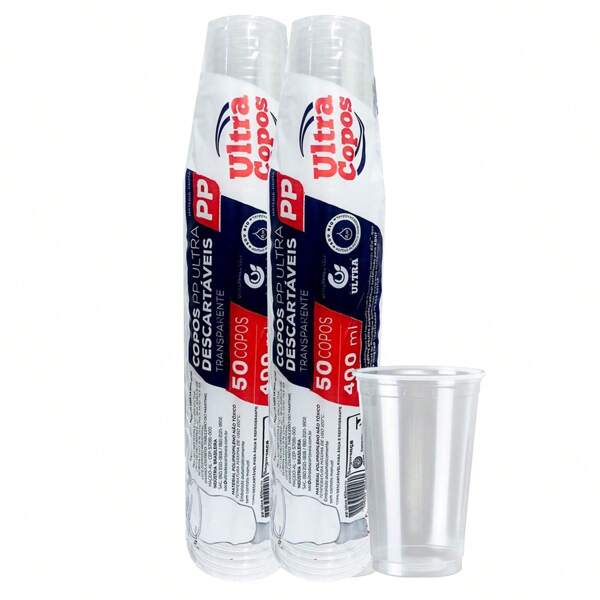 COPO 400ML ULTRA DESCARTAVEL PLÁSTICO PP LISO 100 UNID