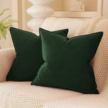 2pcs Solid Color Flange Decor Dutch Velvet Cushion Cover (Pillow Core Not Included), Multiple Colors Available