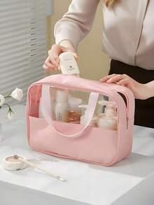 3/1 件，大容量，防水，化妆收纳袋，透明袋，旅行洗漱包，透明，便携式设计和双手柄 - 非常适合整理化妆品和洗漱用品收纳袋，化妆包，化妆收纳袋旅行必需品包，适合学校假期返校用品洗漱包防水洗漱包