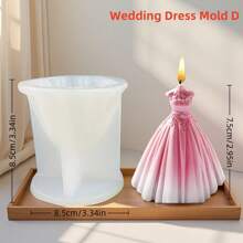 Molde de Silicone para Vela de Vestido de Noiva Nupcial 3D, Fácil de Usar e Limpar, Decoração Elegante para Casa, Perfeito para Casamentos e Presentes de Feriado, Moldes de Vela com Tema Nupcial DIY