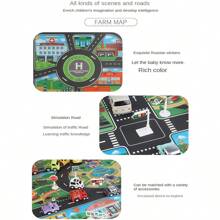 1 pezzo, Tappetino da gioco per traffico cittadino, grande pad da gioco in tessuto non tessuto, impermeabile e anti-umidità, in stile moderno, mappa stradale interattiva per bambini che giocano con macchine, decorazione per la stanza, strumento educativo, ritorno a scuola
