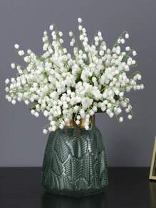 10PCS Artificial Lily Bouquet Plastic Artificial Flower Green Plant Stem Wedding Bride White Bouquet Used For Garden Room Desktop Vase Home Decoration
