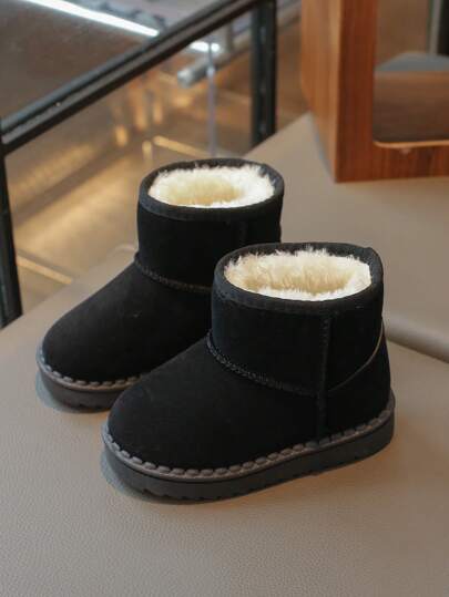 Botas de nieve para niños, nuevo estilo de otoño/invierno, botas cálidas para niñas y niños, botines de suela blanda con forro de piel, versátiles de uso diario y casual, livianos y cómodos
