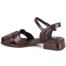Vitrine shoes Flat Sandals Low Heel Closed Casual Showcase Shoes Baroque Vintage Elegant PU Leather Buckle - 咖啡棕 - 查看 4