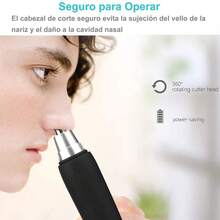 Cortapelos Nariz y Oreja, Maquina para Nariz, Nose Trimmer Recortadora de Vello Nasal, Depiladora Electrica Facial con Alta Velocidad y Hojas de Acero Inoxidable de Diseño Lavable Cabeza Desmontable - Negro - Ver 9