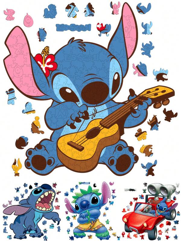 Disney Disney 1 Pc Lilo&Stitch Stitch Irregular Wooden Puzzle Children's Education Toy Brain Jigsaw For Adult And Children Home Decoration Party Essential, Parent Child Interaction Board Game Unique Christmas Gift Birthday Gift