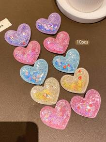 10 件心形液体流沙发夹，可爱女孩发饰适合日常使用