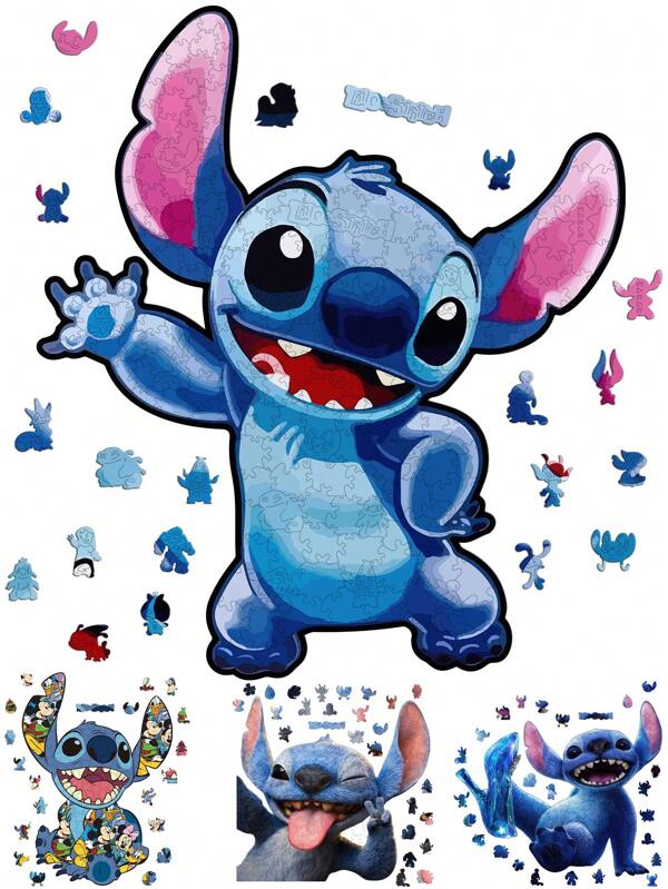 Disney 1 Pc Disney Stitch Wooden Puzzle Asymmetrical Jigsaw Family Interactive Board Game Brain Training Toys Jigsaw Exquisite Birthday Gifts With A White Box Parent Child Interactive Party Toys For Kids And Adults