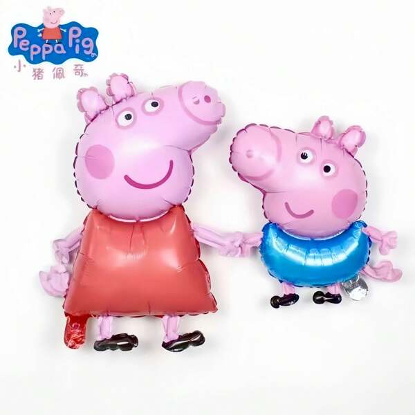 Hasbro 2pcs Peppa Pig Officially Licensed Peppa George Pig Balloon Set Cute Cartoon Style Bracelet Decoration Carnival Party Photo Props Party Supplies Christmas Birthday Gifts