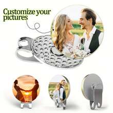 Customized Magnetic Golf Ball Marker Clip - Personalized Iron Golf Ball Marker With Photo Insertion, Customize Photo, Wedding, Golf, Gift, Festival & Holiday Commemorative Gift, Golden Fashion Convenient Design, Never Lost, Elegant Metal Surface, Minimalist And Easy To Use - Multicolor - View 1