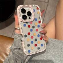 Colorful Polka Dot Design Element-Design Phone Case, Suitable For IPhone Models 16, 15, 14 Pro Max, 13, 12, 11, XR, XS Plus Phone Cases, Made Of TPU Silicone Material, Providing Shock And Drop Protection, With Drop Protection Function, And Has A Very Good Hand Feel. It Is The Most Suitable Gift For Family, Friends, And Loved Ones. - Clear - View 4