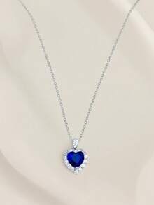 Sapphire Necklace Valentine's Day Gift To Girlfriend Surprise, Copper Alloy & Cubic Zirconia, Gift For A Lady , Suitable For Gifts And Parties - Dây chuyền Sapphire - Xem 3