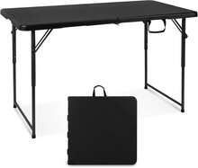Mesa plegable Byliable de 4 pies, mesa de utilidad plegable de plástico resistente portátil que se dobla a la mitad, mesa pequeña ajustable en altura para interiores y exteriores con asa de transporte, ideal para camping y fiestas, color negro - Negro - Ver 1