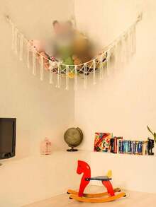 1 件装饰性吊床毛绒动物收纳角挂网架，带挂钩的网状吊床织物装饰收纳架，适用于卧室，毛绒动物收纳吊床网 - 毛绒动物角落装饰吊床网 - 悬挂毛绒动物收纳架，大房间装饰，波西米亚毛绒动物网或大吊床 - 彩色 - 查看 3