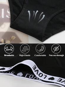 3 piezas de bragas, pantis y calzones para mujer con elástico alto, ropa interior con estampado de letras LOVE, cinturón, lencería de cintura baja, cómoda, ropa interior deportiva