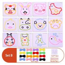 蒙特梭利无纺布穿绳玩具，适合初学者儿童，包含缝纫工艺套装、精细动作技能训练板、感官教育学前玩具，也是送给男孩女孩的绝佳生日礼物。 - 不織手縫 - 查看 10