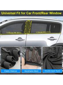 2件/4件/套汽车遮阳网防蚊隔热防紫外线玻璃防晒网反光遮阳篷防护窗膜轿车SUV - 均碼 - 查看 10