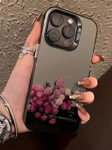 Funda de teléfono con revestimiento chapado colorido y diseño a prueba de golpes, pintada con rosa negra, adecuada para 15, 16, 16 Pro Max, 14 Pro Max, 13, 11 Pro, 12, XR, 7/8, Galaxy A13 4G, A14, A04, A34
