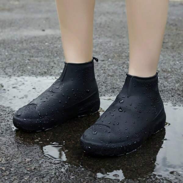 1 par de cubiertas impermeables para zapatos de bicicleta, de material de látex resistente al desgaste y antideslizante, esencial para montar bajo la lluvia para mantener los pies secos y manejar fácilmente el clima adverso