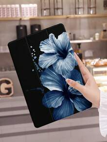1 件蓝色花卉印花平板电脑保护壳，适用于 Apple iPad 10.2 英寸、iPad Pro 2021/2020、iPad 9/10 代、iPad 11 英寸 2025、Galaxy Tab A8 10.5 英寸华为 Matepad 10。小米，防摔，带铅笔槽，支持睡眠/唤醒