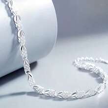 An Elegant Silvery Plated Bracelet Suitable For Women - Luxurious Daily Jewelry, Perfect Gift Choice, Versatile Accessory Suitable For All Seasons - 銀色 - 查看 2