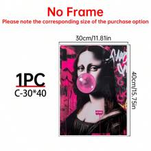 Art Decor Modern Mona Lisa Canvas Print, Fashion Theme Retro Portrait Wall Art, Frameless Ink Artwork, Indoor Hanging Decor Poster For Living Room, Bedroom, Home Office - Basquiat-Inspired Watercolor Design Gifts Birthday Graduation