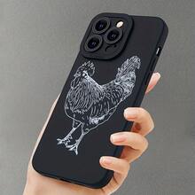 Funda de teléfono móvil con diseño de estampado de pollo para Apple  17 15 16 14 13 12 11 XS XR X 7 8 Mini Plus Pro Max SE 2020 2022 para regalos - Negro - Ver 10