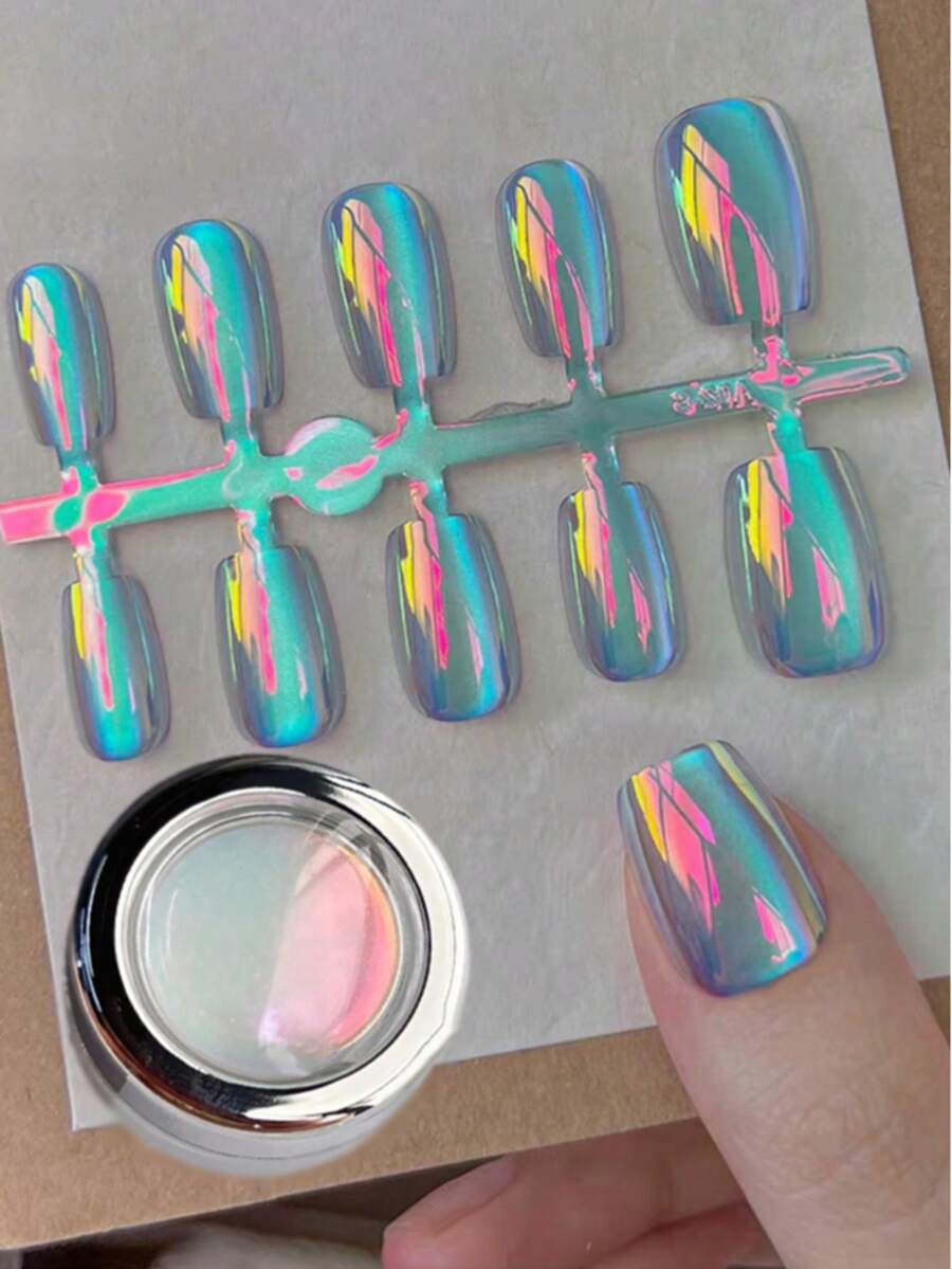 0,3g/Pc Polvo de uñas Aurora Camaleón, Polvo de uñas iridiscente que cambia de color para decoración de uñas DIY - Multicolor - Ver 1